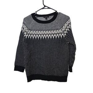 J Crew Fair Isle Sweater M Merino Wool Black Breathable Nordic Classic Jumper